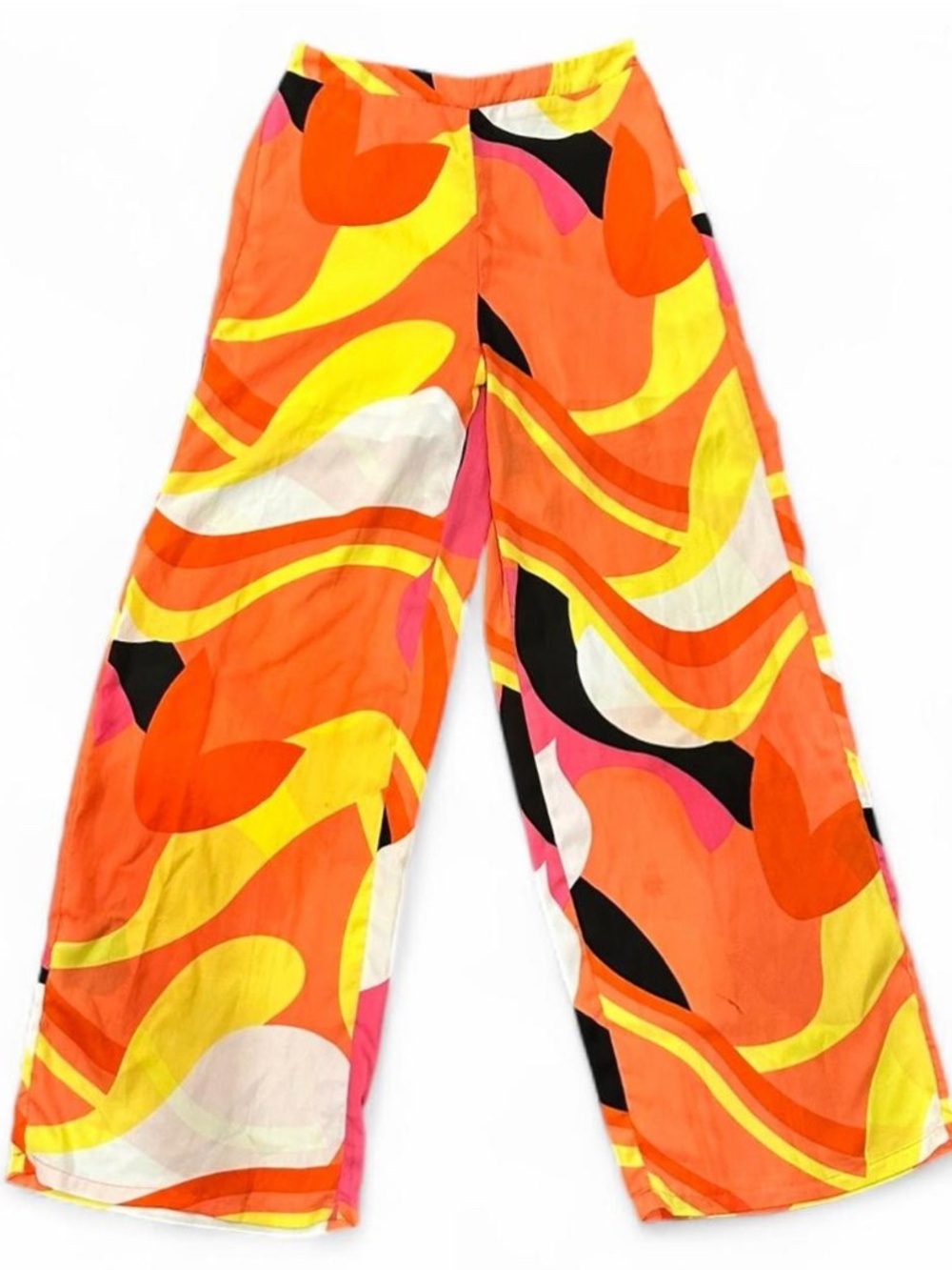 Orange Retro Wide Leg Pants